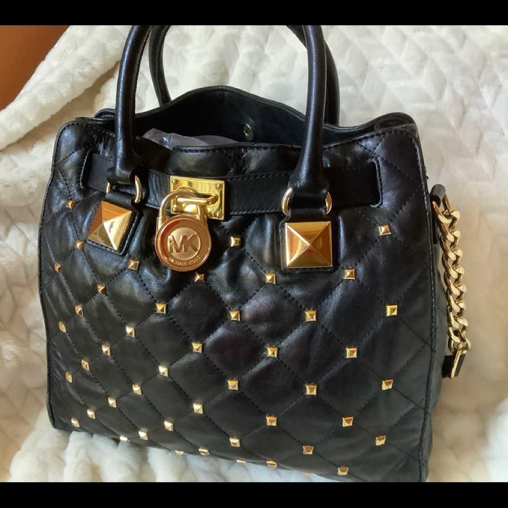 Michael Kors Black Leather Quilted Hamilton